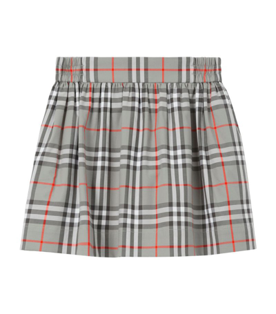 Shop Burberry Pleated Check Skirt (3-14 Years) In Grey