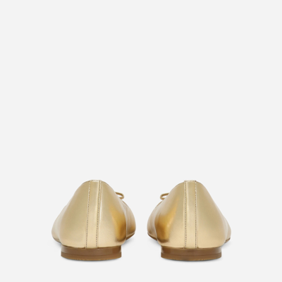 Dolce & Gabbana Foiled Nappa Leather Ballet Flats In Gold