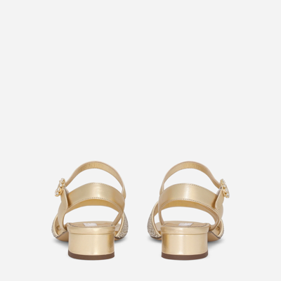 Dolce & Gabbana Foiled Nappa Leather Sandals With Fusible-rhinestones In Gold