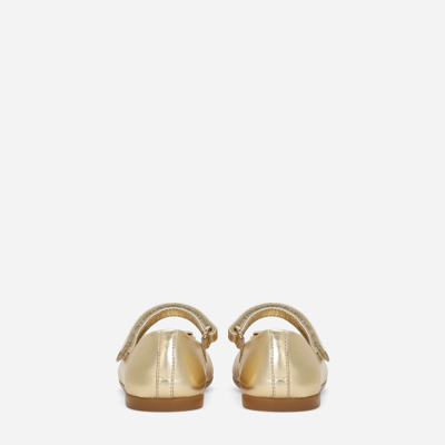 Shop Dolce & Gabbana Foiled Nappa Leather Ballet Flats In Gold