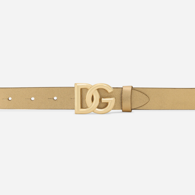 Shop Dolce & Gabbana Dg Logo Belt In Gold