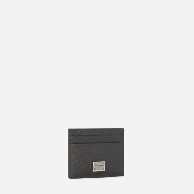 Shop Dolce & Gabbana Dauphine Calfskin Card Holder In Grey