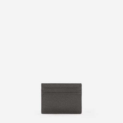 Dolce & Gabbana Bifold Wallet In Black Dauphine Leather In Grey