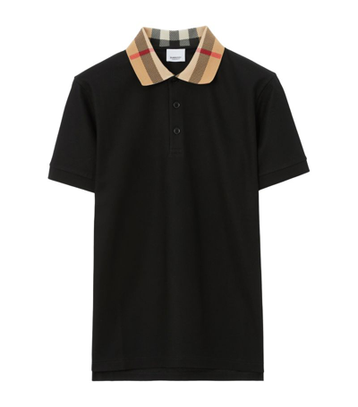 Shop Burberry Check-collar Polo Shirt In Black