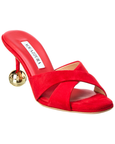 Shop Aquazzura Darling 75 Suede Sandal In Red