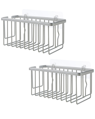 Shop Sunnypoint Set Of 2 Aluminum Rectangle Baskets In Silver