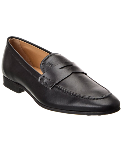 Shop Tod's Gomma Legger Leather Moccasin In Black