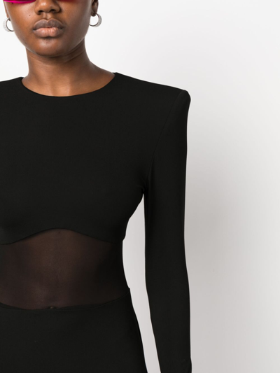 Shop Alexandre Vauthier Shoulder-pads Sheer-panels Dress In Black