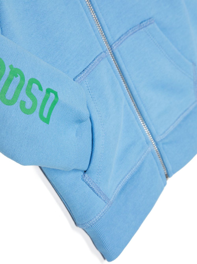 Shop Dsquared2 Logo-print Zip-up Sweatshirt In Blue
