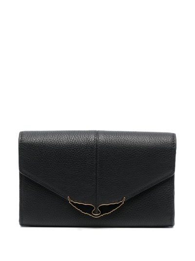 Shop Zadig & Voltaire Borderline Folded Leather Wallet In Black