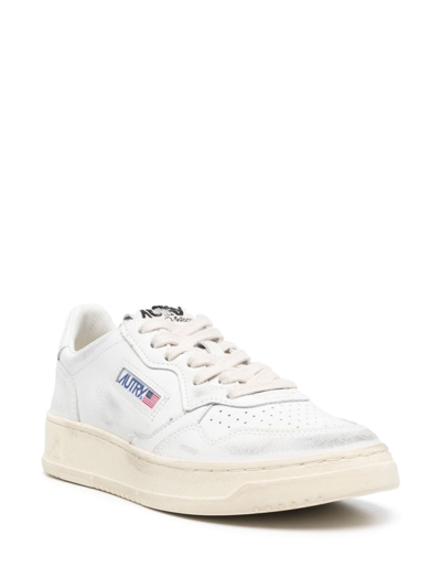 Shop Autry Medalist Distressed-effect Sneakers In White