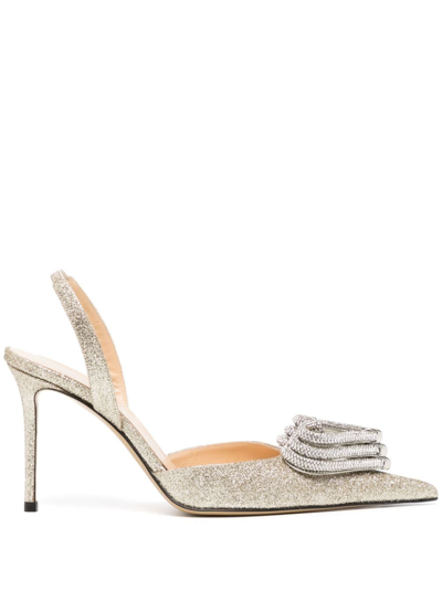 Shop Mach & Mach Crystal-embellished Pointed-toe Pumps In Gold