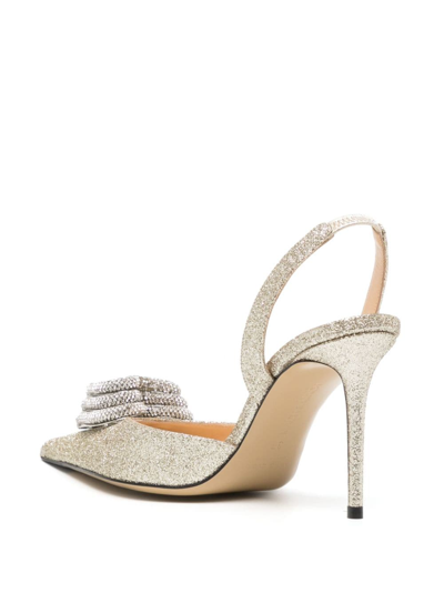Mach&mach Triple Heart Glitter Pointed Toe Slingback Pump In Gold