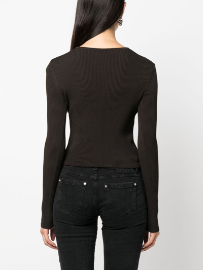 Low Classic Hook-fastening Ribbed Cardigan In Brown