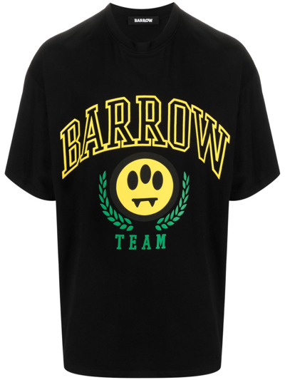 Shop Barrow Logo-print Cotton T-shirt In Black