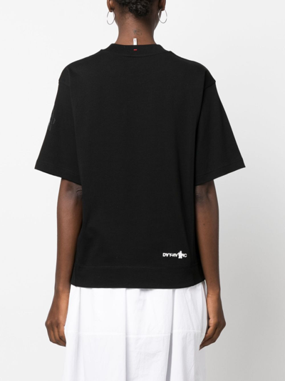 Shop Moncler Mountain Logo-print Cotton T-shirt In Black