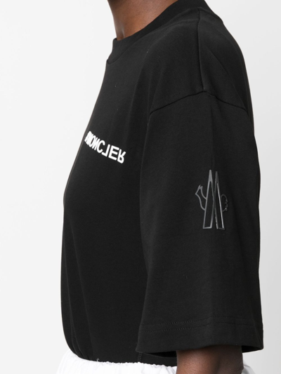 Moncler Grenoble Embossed Logo Cotton Jersey T-shirt In Black
