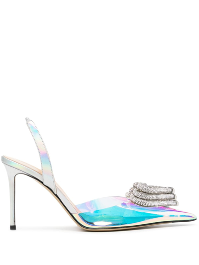 Shop Mach & Mach Crystal-embellished Pointed-toe Pumps In Metallic