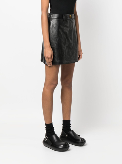 Shop Aeron Rudens Leather Miniskirt In Black