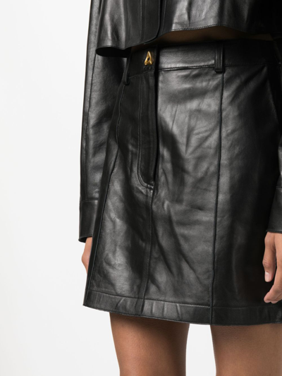 Shop Aeron Rudens Leather Miniskirt In Black