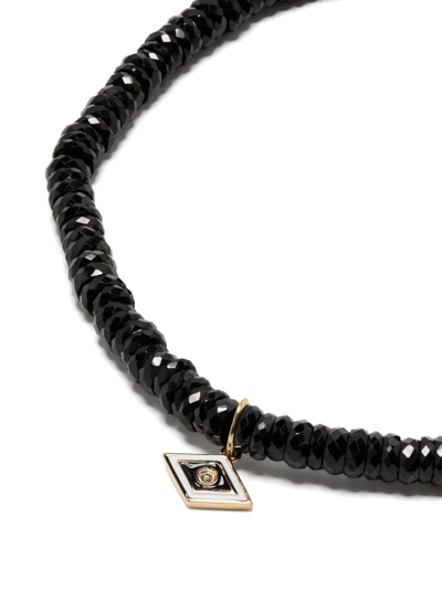 Sydney Evan 14kt Yellow Gold Groovy Eye Onyx Bracelet In Black