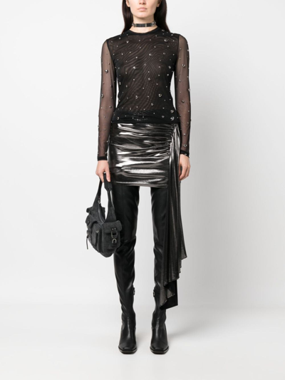 Blumarine Draped Lamé-effect Miniskirt In Silver