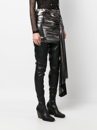 Blumarine Draped Lamé-effect Miniskirt In Silver