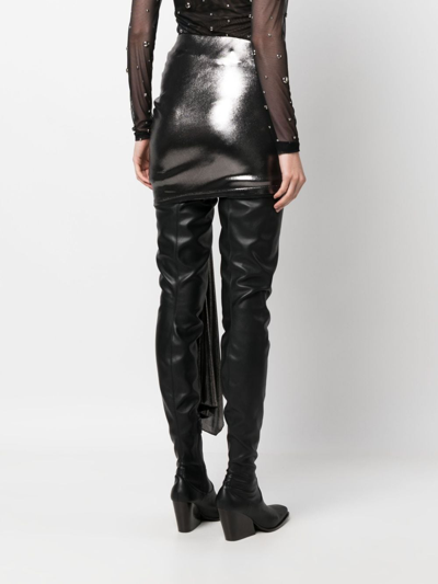 Shop Blumarine Draped Lamé-effect Miniskirt In Silver