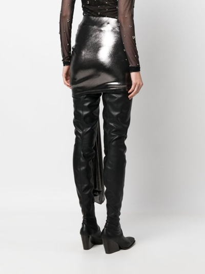 Blumarine Draped Lamé-effect Miniskirt In Silver