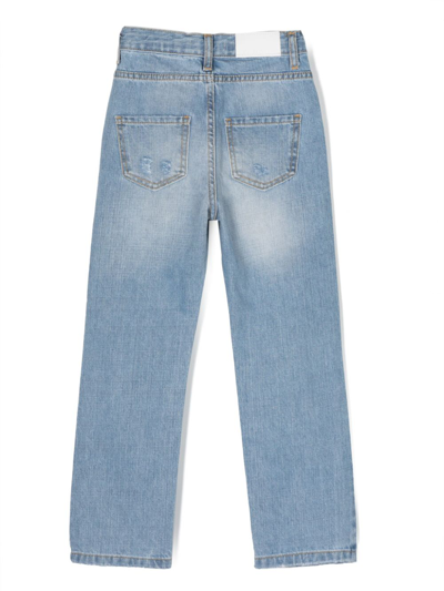 Msgm Distressed-effect Straight-leg Jeans In Blue