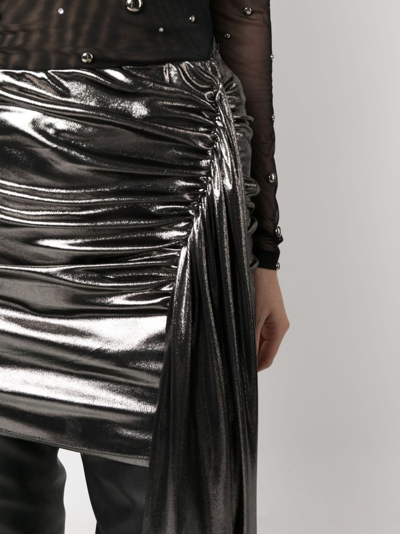 Blumarine Draped Lamé-effect Miniskirt In Silver