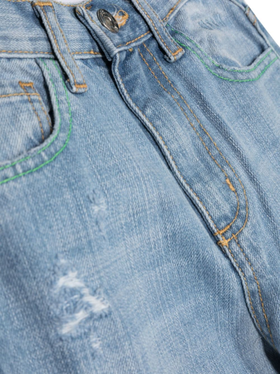 Msgm Distressed-effect Straight-leg Jeans In Blue