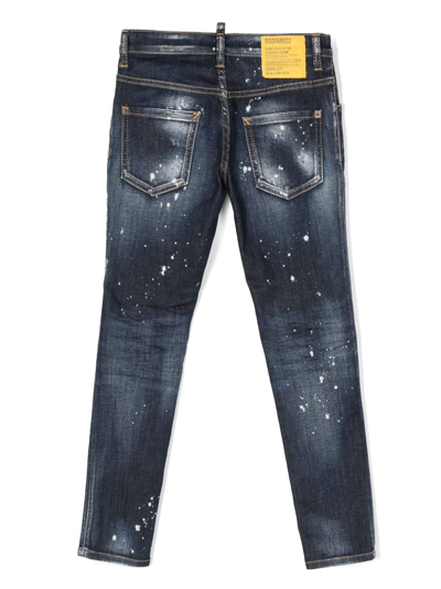 Shop Dsquared2 Skater Distressed Mid-rise Jeans In Blue