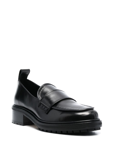 Shop Aeyde Ruth 40mm Leather Loafers In Black