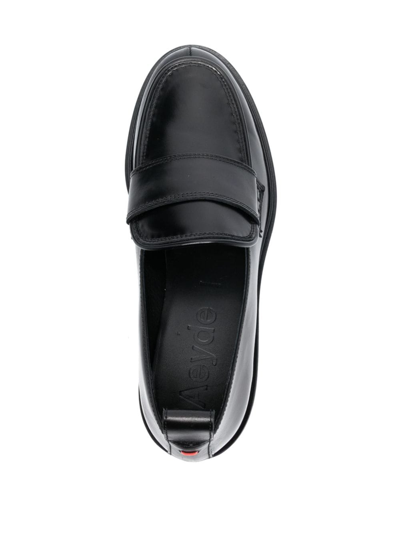 Shop Aeyde Ruth 40mm Leather Loafers In Black