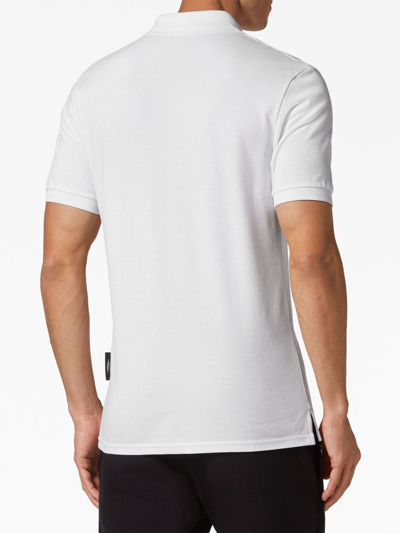 Shop Plein Sport Logo-plaque Cotton Polo Shirt In White