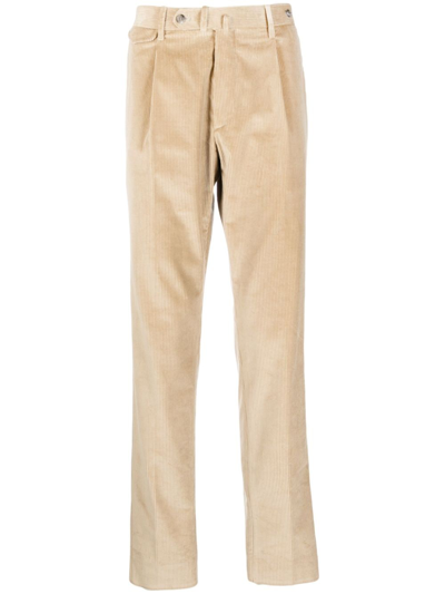 Shop Tagliatore Straight-leg Corduroy Trousers In Neutrals