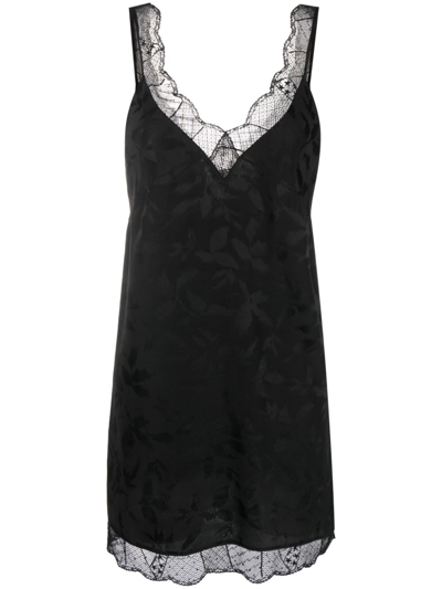 Zadig & Voltaire Zadig&voltaire Womens Noir Renelle Lace-trim Silk Mini Dress In Black