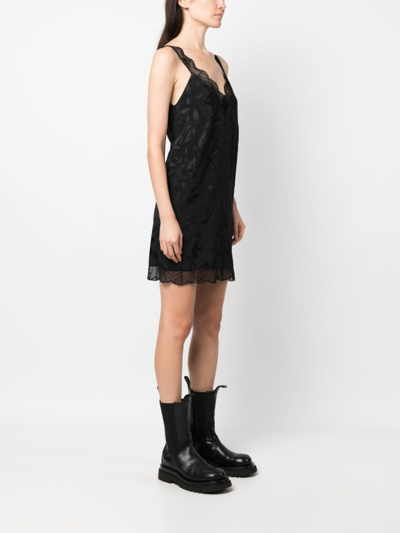 Zadig & Voltaire Zadig&voltaire Womens Noir Renelle Lace-trim Silk Mini Dress In Black