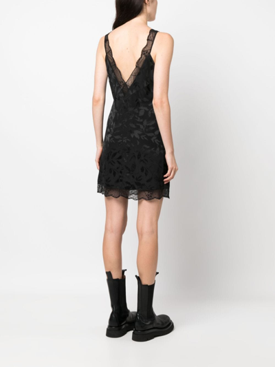 Zadig & Voltaire Zadig&voltaire Womens Noir Renelle Lace-trim Silk Mini Dress In Black