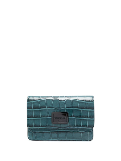 Zadig & Voltaire Le Cecilia Crocodile-effect Cardholder In Blue