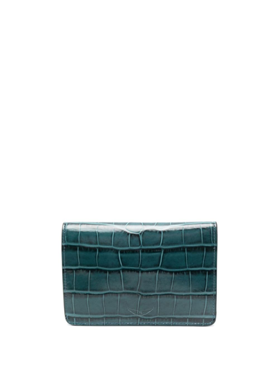 Zadig & Voltaire Le Cecilia Crocodile-effect Cardholder In Blue