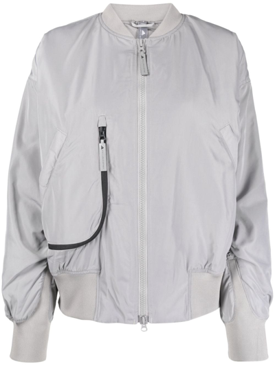 Shop Adidas By Stella Mccartney Zip-high Bomber Jacket In Grey