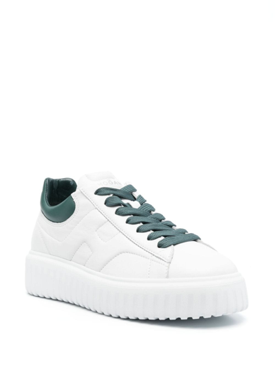 Shop Hogan H-stripes Low-top Leather Sneakers In White