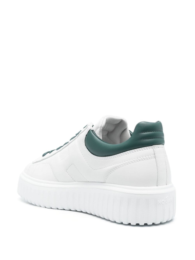 Shop Hogan H-stripes Low-top Leather Sneakers In White