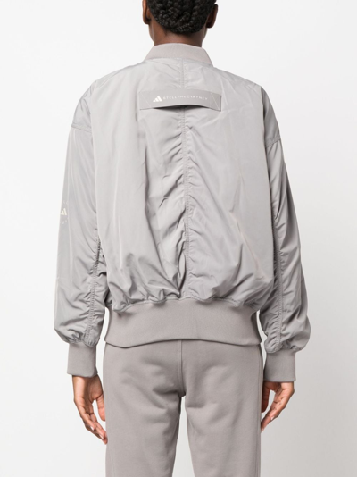 Shop Adidas By Stella Mccartney Zip-high Bomber Jacket In Grey