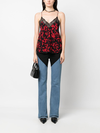 Shop Zadig & Voltaire Christy Leaf-print Tank Top In Black