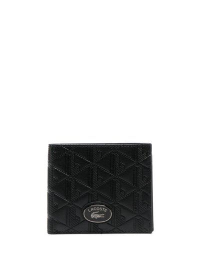 Shop Lacoste Logo-plaque Leather Wallet In Black