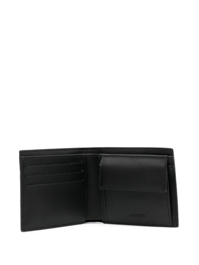 Shop Lacoste Logo-plaque Leather Wallet In Black