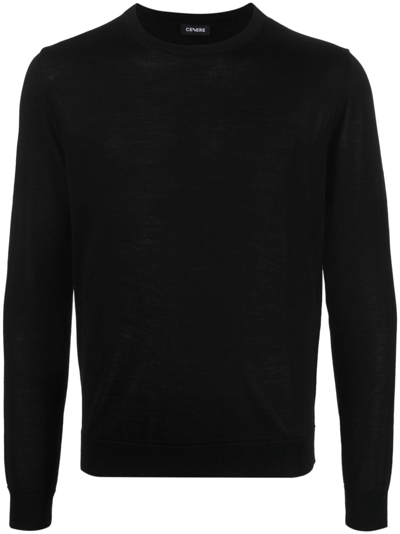 Shop Cenere Gb Fine-knit Merino Wool Jumper In Black
